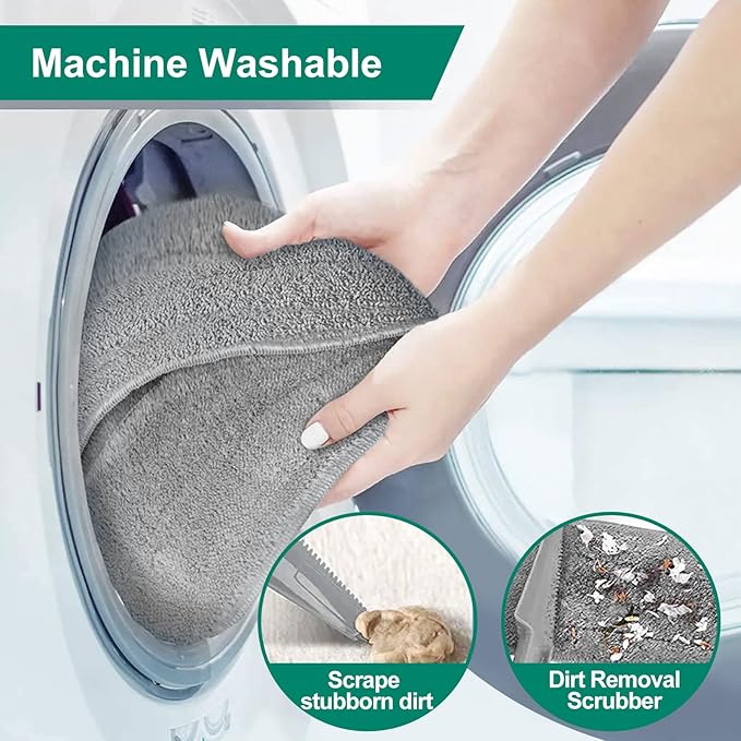 18" Professional Microfiber Mop Floor Cleaning System, Flat Mops with Stainless Steel Handle, 4 Reusable Washable Mop Pads, Wet and Dust Mopping for Hardwood, Vinyl, Laminate (White&Grey)-PurrikoPets