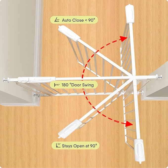 Extra Wide Baby Gate 85.8-90.5 Inch, Pressure Mounted No Drilling, for Stairs & Doorways, Metal White Indoor Safety Gate for Kids and Dogs-PurrikoPets