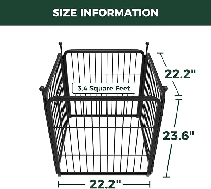 FXW Rollick Unleashed Dog Playpen for Indoor, Yard, RV Camping, 24 inch 4 Panels for Small and Puppy Dogs, Black│Patented-PurrikoPets