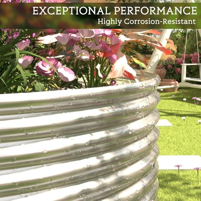 FRIZIONE 2pcs 9 in 1 Tall 8x2ft Galvanized Raised Garden Bed Outdoor,Steel Garden Bed for Vegetables,Above Ground Garden Box for Flower,Metal Raised Beds for Gardening-PurrikoPets