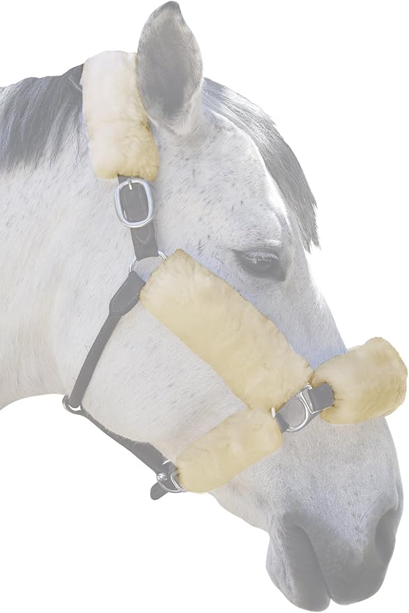ECP Equine Comfort Products Merino Sheepskin Halter Fleece Set for Horses, 100% Natural Wool, Chafe Protection, Breathable Relief & Cushioned Comfort, Machine Washable, 6-Piece Set-PurrikoPets