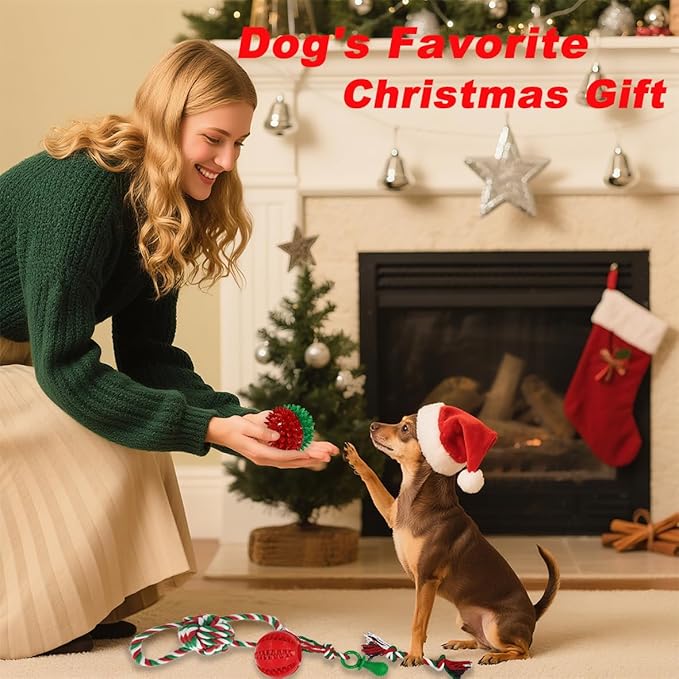 Dog Toys 15 Pack for Teeth Cleaning and Fun, Puppy Teething Chew Toys Tug Rope Squeaky Treat Balls & Rubber Tous Bulk– Variety Dog Gifts Set Reduce Anxiety & Save Furniture, Christmas-PurrikoPets