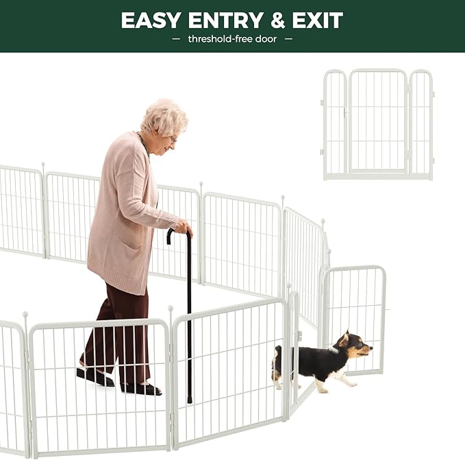 FXW Rollick Unleashed Dog Playpen for Indoor, Yard, RV Camping, 32 inch 24 Panels for Small and Medium Dogs, White│Patented-PurrikoPets