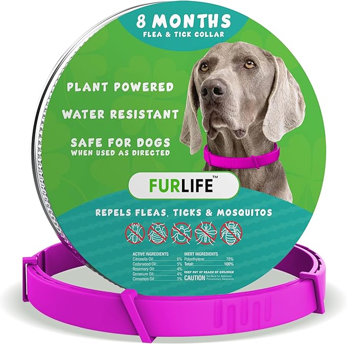 FurLife Flea and Tick Collar for Dogs – Waterproof Pink Dog Collar, Pet Supplies for Tick and Flea Prevention for Dogs, Safe for All Breeds-PurrikoPets