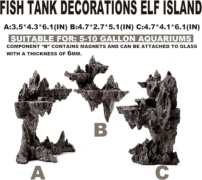 Fish Tank Decor Rocks.Aquarium Decoration Model.Easy and Quick Solution for Aquascaping.(Elf Island)-PurrikoPets