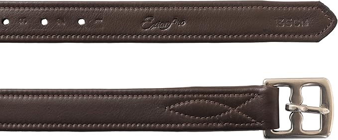 Exion FlexiStrong Stirrup Leathers for English Saddles – 1" Premium Calfskin with Nylon Core – Numbered Holes, Stainless Steel Buckles – Black/Brown – Horse Riding Gear (48"/120cm to 62"/155cm)-PurrikoPets