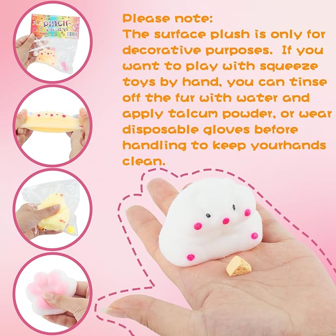 6 Pcs Taba Squishy , Kit Squeeze Toy ,Include Squishies( 2 Cat Paws & 2 Chick,2 Hamster), Soft Stress Relief Squeeze Toy,tress Relief Sensory Toy-PurrikoPets
