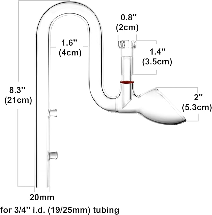 Glass Lily Pipe Set Outflow with Surface Skimmer & Multi-Level Water Intake (20mm for 19/25mm (3/4'' i.d.) tubing)-PurrikoPets