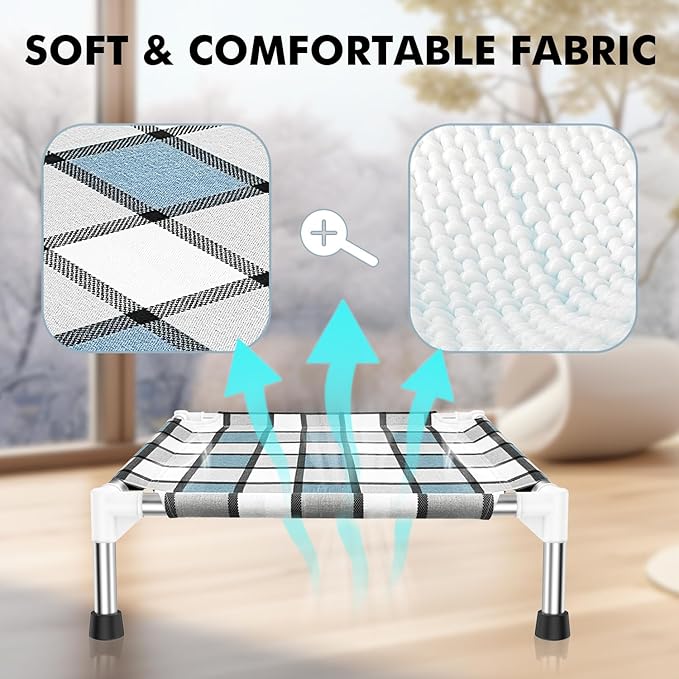 Elevated Outdoor Raised Dog Bed Outdoor Dogs Bed Lifted Pet Bed Dog Cot for Pet Taste Life, Start with A Pet Bed 20'' x 20'' x 6.5''-PurrikoPets