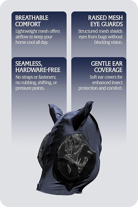 Equinavia Bug Out Fly Mask | Against Flies, Insects, UV Rays - Carbon Grey - Horse-PurrikoPets