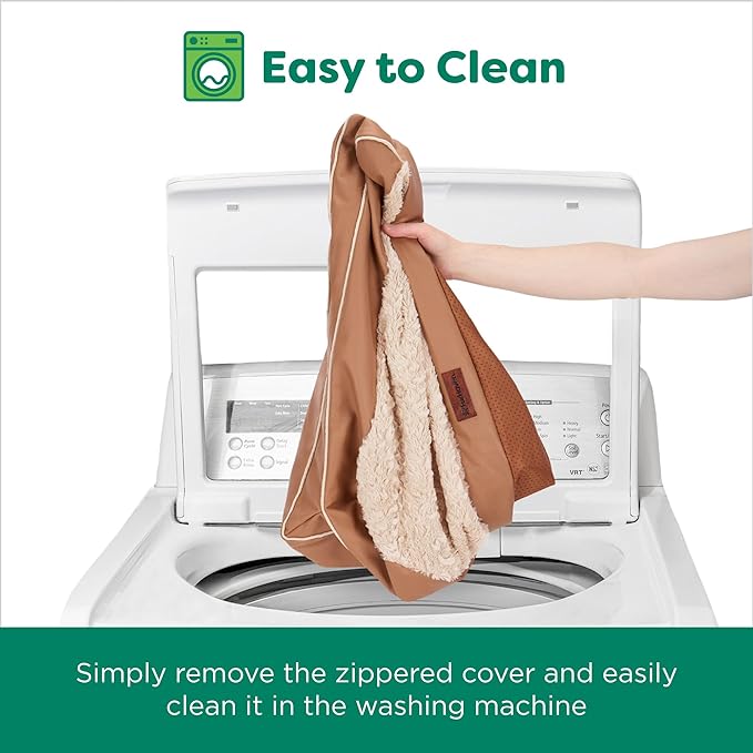 FurHaven Orthopedic Dog Sofa Bed – Memory Foam Couch with Bolsters, Textured Plush & Water-Resistant Cover, Washable Cover, Joint Support - Camel, Jumbo-PurrikoPets