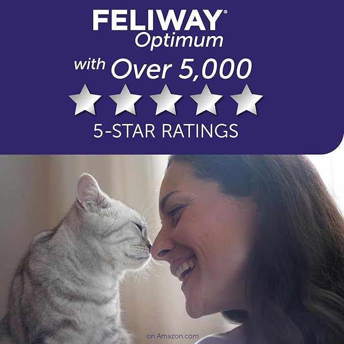FELIWAY Optimum Cat, Enhanced Calming Pheromone Diffuser: 1 Diffuser Kit & 3 Refills-PurrikoPets