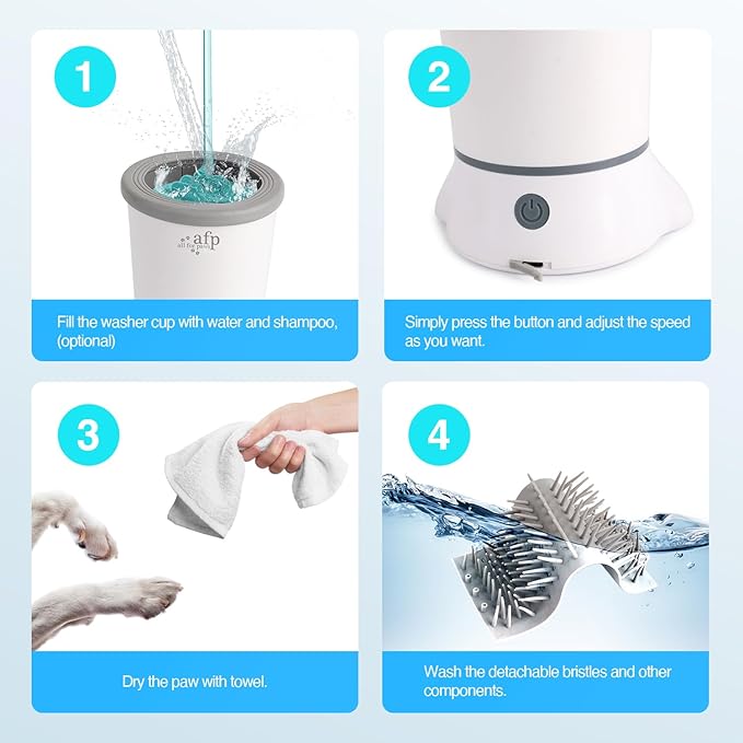 ALL FOR PAWS Low Noise Automatic Dog Paw Cleaner Electric Dog Paw Washer Cup for Dog Muddy Claws, USB Rechargeable Pet Foot Washer for Small and Medium-Sized Dogs-PurrikoPets