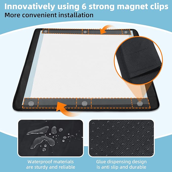 Dog Pee Pad Holder, Oxford Cloth Material, Fit 24"x24" Pad,Puppy Pad Holder, 6 Powerfu Magnetic Clips, Indoor Dog Potty, Black-PurrikoPets