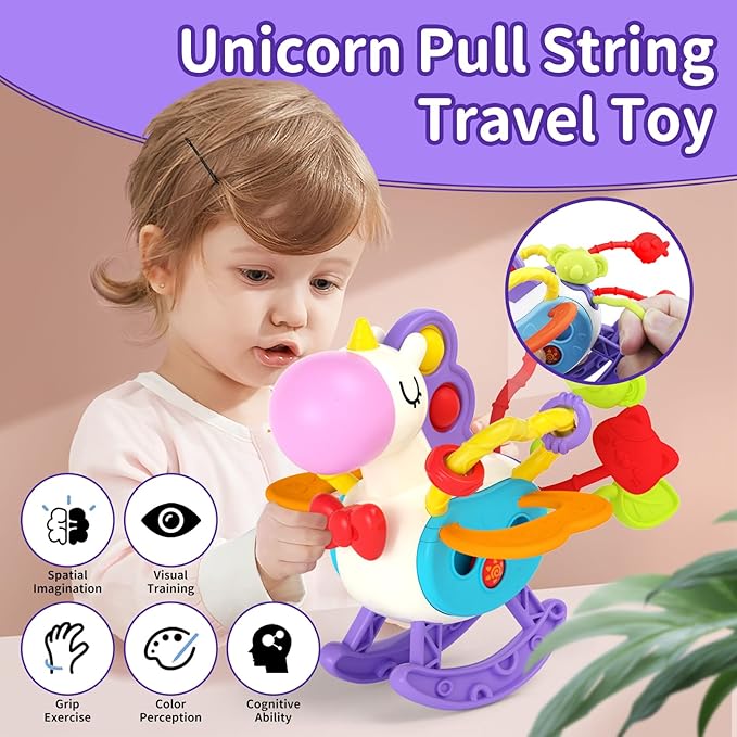 4 in 1 Baby Toys for 6 12 18 Month, Learning Toys for Babies 6-12 Months, Busy Cube, Stacking Sorter, Piano Xylophone Pull String Travel Toy, Birthday Gifts for Toddlers 1 2 Years Old-PurrikoPets