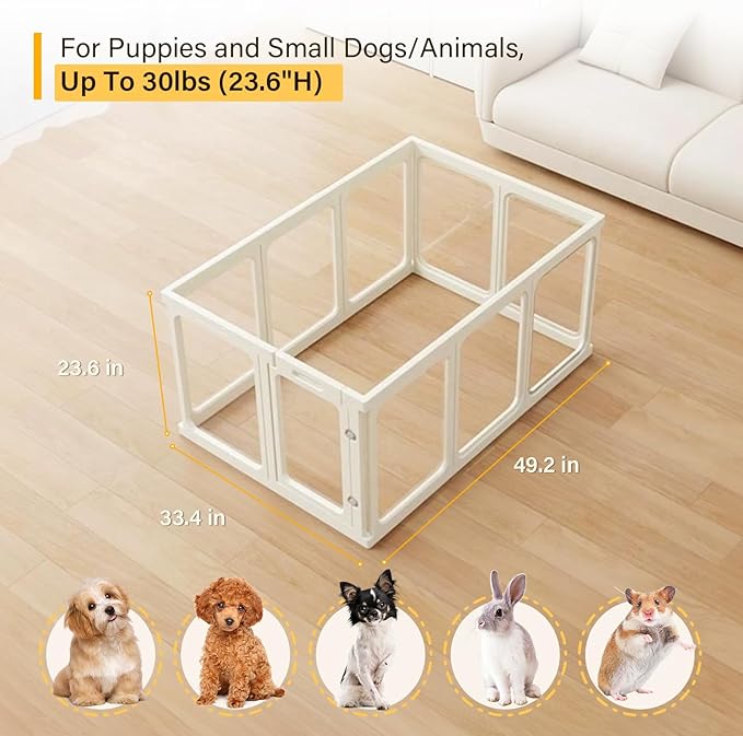 Acrylic Dog PlayPen, Clear Dog Play Pen for Puppy Cat Rabbit, Easy Assemble Pen, Preferable Small Cage, 23.6" H, 10Pcs-PurrikoPets