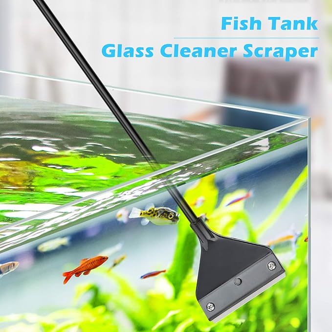 Algae Scraper for Glass Aquariums, Fish Tank Cleaner, Aquarium Algae Scrapers with 10 Stainless Steel Blades.-PurrikoPets
