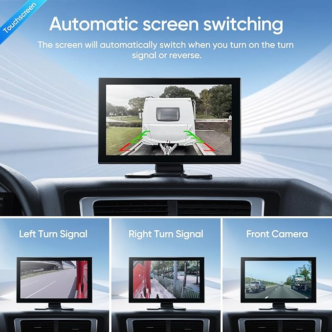 4-Channel 1080P Backup Camera for Truck/RV/Semi Trailer/Van/Cars 10.2inch Touch Monitor with DVR Recording/Playback/Bluetooth/FM Radio/Music/Video Player-PurrikoPets