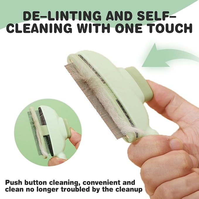 2PCS Flea Comb for Dogs & Cats，flea Comb for Cats with Release Button Self-Cleaning，lice comb for Shedding Pet Hair-PurrikoPets