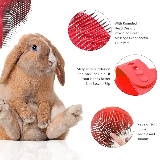 7-Piece Small Pet Grooming Kit: Brush, Nail Clippers, Hair Remover, Shampoo Brush with Hand Strap for Rabbits, Hamsters, Bunnies-PurrikoPets