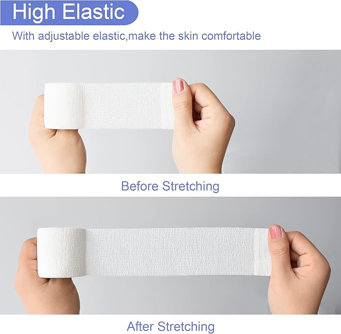 9 Pack 2" x 5 Yards Self Adhesive Bandage Wrap Self Stick Wrap for Ankle, Wrist, Finger, Sports, Breathable Cohesive Vet Tape for Pets (White)-PurrikoPets