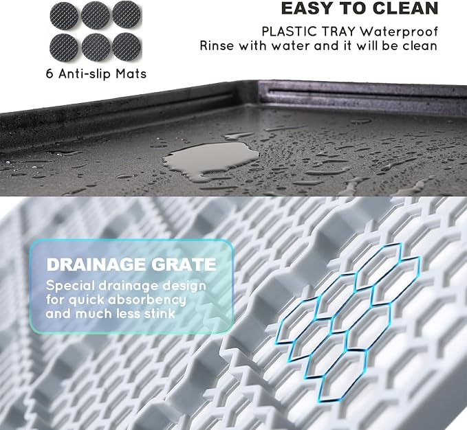 Dog Grass Pad with Tray Large 34’’×23’’, Ultra-Absorbent Artificial Grass Pad for Dogs Potty Grass Hemmed Edge for Indoor Potty Training, Reusable Dogs Pee Pads, Dog Litter Box for Balcony-PurrikoPets