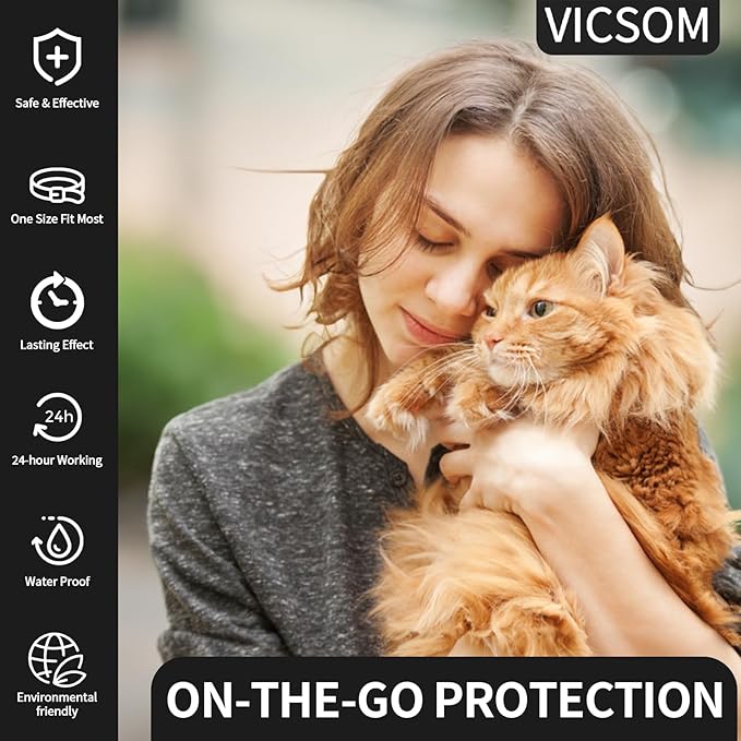 4 Pack Flea and Tick Collar for Cats, 32 Months Treatment, Waterproof Adjustable Kitten Flea Collar, Flea Prevention, Black-PurrikoPets