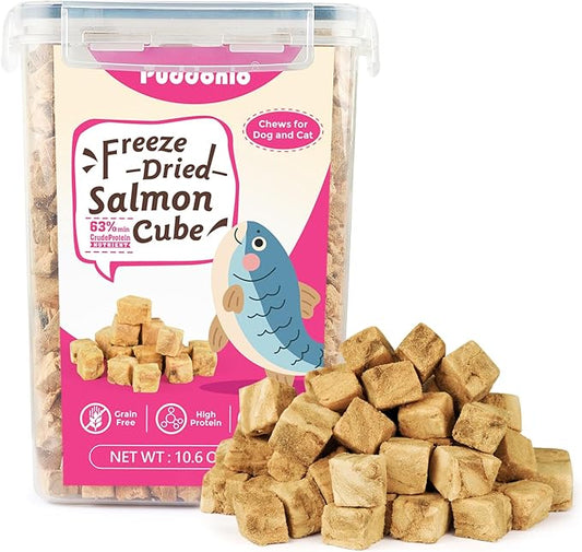 Freeze Dried Cats & Dogs Raw Treats, All Natural Single Ingredient Salmon, High Protein Healthy Pet Training Treats or Food Topper, 10.6 oz-PurrikoPets