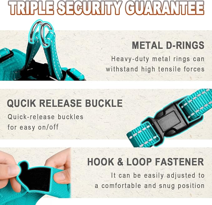 Dog Harness Step in Dog Vest Harness, Reflective Adjustable Puppy No Pull Harness Breathable Soft for Small and Medium Dogs Cats, Ocean Blue, XS-PurrikoPets