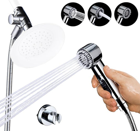3 Mode Dog Shower Attachment, High Pressure Handheld Sprayer with ON/OFF Switch, G1/2" Metal Shower Diverter, 78 Inches Stainless Steel Hose, No Drill Hook, for Indoor Pet Bathing and Washing-PurrikoPets