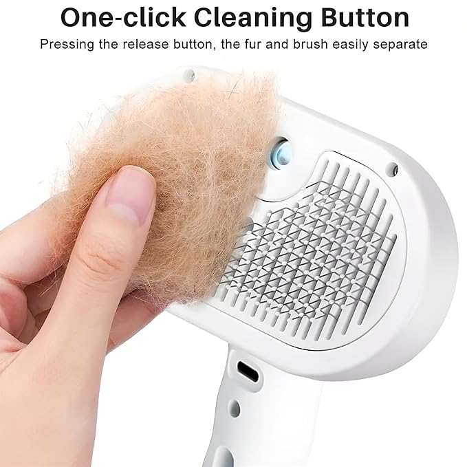 4 in 1 Cat Steam Brush: steam brush for cats, Grooming, Shedding, Mist Spray, Hair Removal Comb & Massager, USB Rechargeable Self Cleaning cat steam brushes for indoor cats - Pink-PurrikoPets