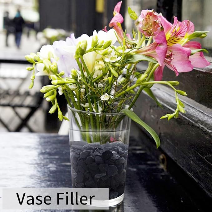 2lbs Black Gravel, 3/8 Inch Black Stones. Decorative Black Rocks for Succulent Plants, Vase, Cactus, Bamboo Plants and Outdoor Garden Landscaping-PurrikoPets