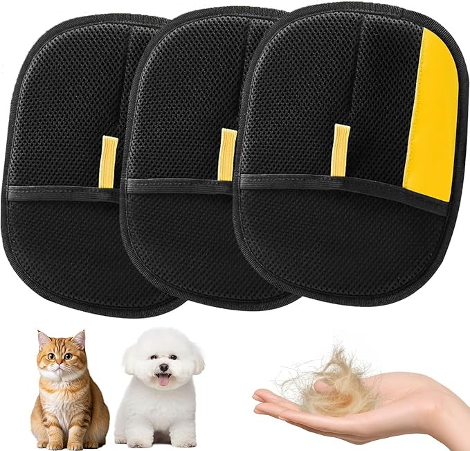 2025 Pet Hair Removal Glove for Cats & Dogs,3pcs Electrostatic Pet Hair Remover,Efficient Grooming Gloves for Pet Hair,Reusable Cat & Dog Hair Remover for Furniture,Couch,Curtain,Carpet-PurrikoPets