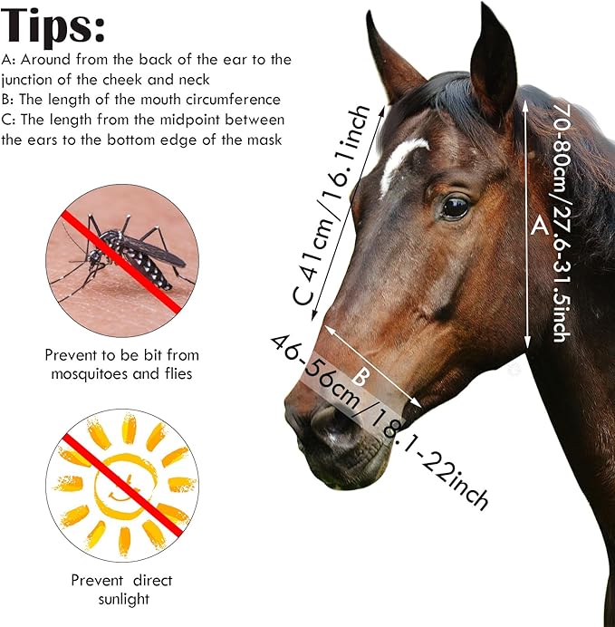 Frienda 4 Pieces Horse Fly Masks with Ears Face Covering UV Protection from Insect Pests Elasticity Smooth Comfortable Mesh Horse Mask Accessories(Flower,Medium)-PurrikoPets