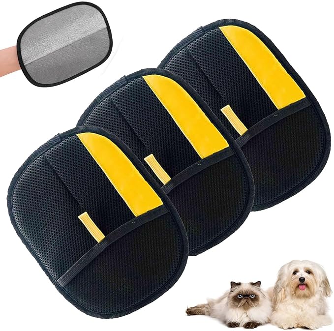 3pcs Pet Hair Removal Glove,Pet Hair Remover Glove for Cats & Dogs,Upgraded Animal Fur Removal Tool, Reusable Cats & Dogs Grooming Gloves for Hair Removal-PurrikoPets