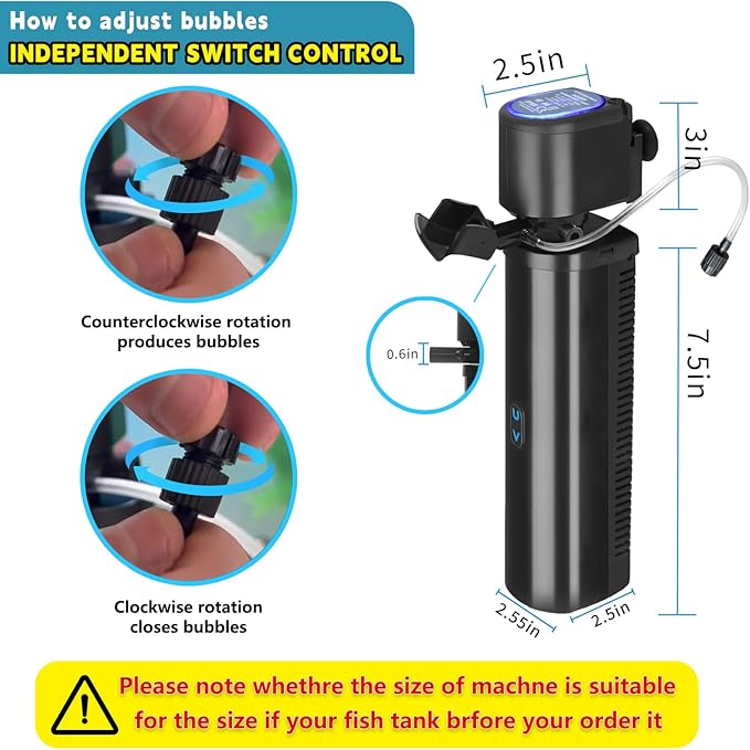 200GPH Aquarium Filter, U-V for Aquarium for 20-75 Gal Tank, Submersible Pump Filter for Green Water and Algae Clean, Ultra-Silent Green Killing Machine with Fish Tank Deodorization-PurrikoPets