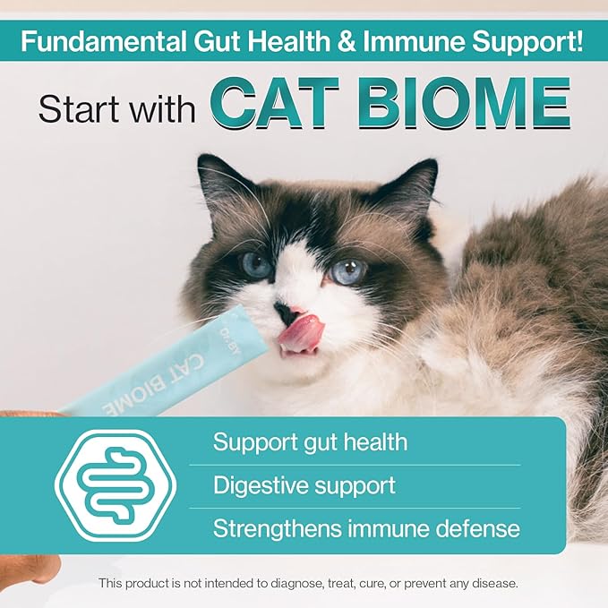 Dr.by CAT BIOME Cat Probiotics - Digestive & Gut Support for Cats, Diarrhea Relief, Immunity Booster with Lactiplantibacillus plantarum Lickable Formula Individually Packaged-PurrikoPets