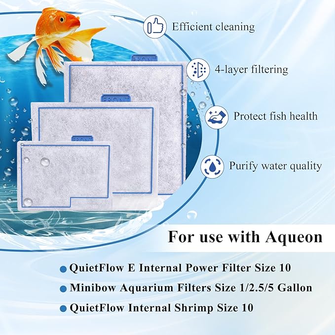 8 Pack Small Filter Cartridge Compatible with Aqueon Filters, Aquarium Fish Tank Filter Cartridges Replacement for QuietFlow E Internal Power Filter Size 10 and Minibow Aquarium Filters Size 1/2.5/5-PurrikoPets