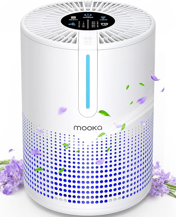 Air Purifiers for Bedroom Home 430 Sq.Ft, MOOKA H13 HEPA Filter Small Portable Air Purifier with USB Cable Fragrance Sponge for Smokers Pollen Pets Dust Odors, Desktop Air Cleaner for Car RV, M01-PurrikoPets