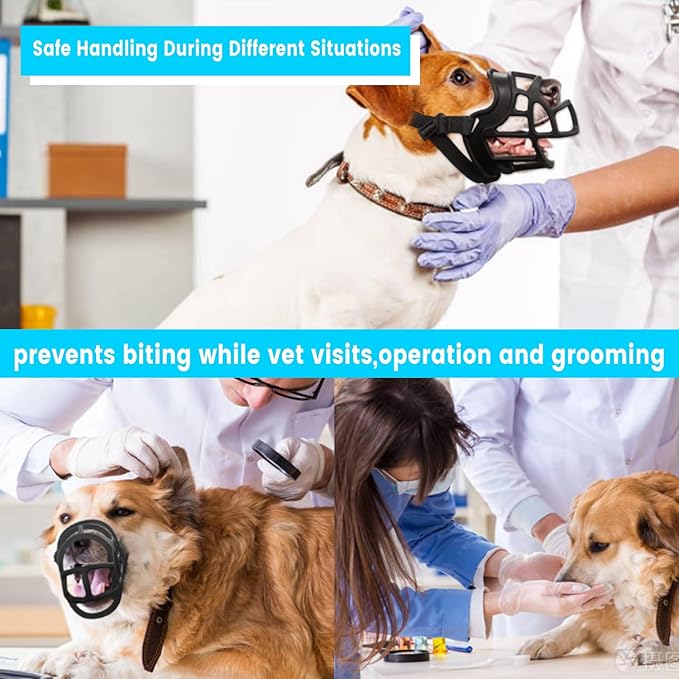 Dog Muzzle, OKKIC Basket Muzzle Anti Biting Chewing, Sturdy Lightweight Muzzle Allows Panting Drinking,Muzzle for Small Medium Large Dogs, Suitable for Grooming Trimming Training (Black, Size5)-PurrikoPets