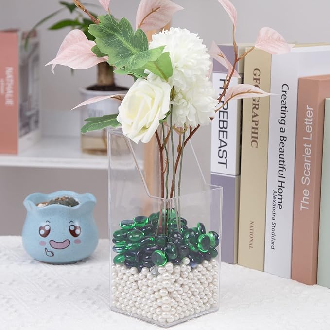 FUTUREPLUSX 1LB Green Flat Glass Marbles, Premium Colored Gems Fish Bowl Marbles Decorative Mosaic Glass Pebbles Floral Smooth Stones for Vases Aquarium Home Decor-PurrikoPets