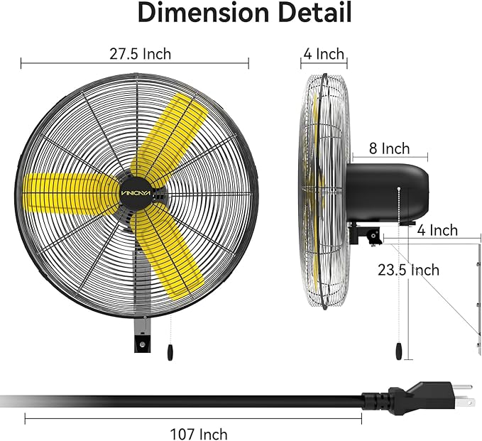 24 Inch Industrial Wall Fan Oscillating with 2 Pack, 7800 CFM Commercial Metal Wall Mount Fans with Poweful Motor, 3 Speed, Heavy Duty Indoor for Warehouse, Workshops, and Garage, UL Listed-PurrikoPets