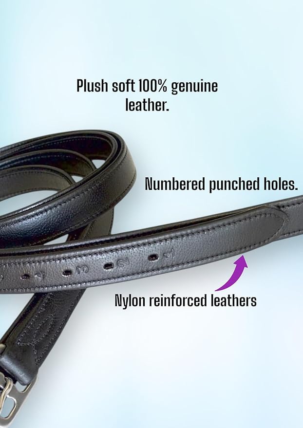 54" / 60" New 1" Super Soft English Stirrup Leathers Black/Havana (Havana, 60" x 1")-PurrikoPets