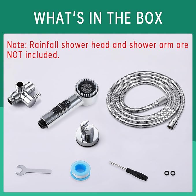 3 Mode Dog Shower Attachment, High Pressure Handheld Sprayer with ON/OFF Switch, G1/2" Metal Shower Diverter, 100 Inches Stainless Steel Hose, No Drill Hook, for Indoor Pet Bathing and Washing-PurrikoPets