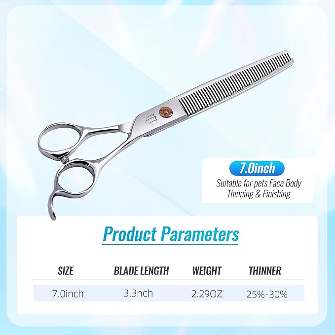 Dog Grooming Scissors: 7 inch Pet Thinning Shears Made Of Japanese 440c Advanced Stainless Steel Professional Grooming Scissors for Dogs Cats and Other Pets-PurrikoPets