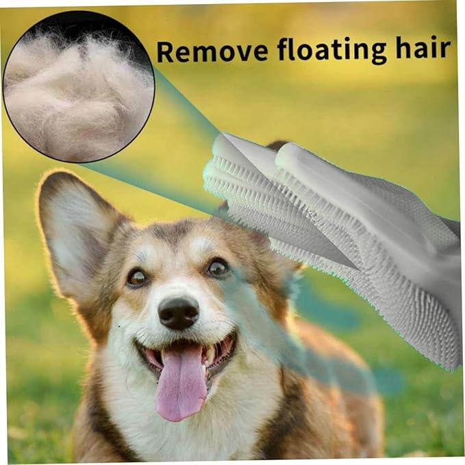 Dog Washing Gloves, Pet Grooming Gloves with Soft Brushes, Bathing and Massaging for Dogs and Cats, Silicone Heat Resistant Cleaning Gloves with High-Density Teeth (Gray)-PurrikoPets