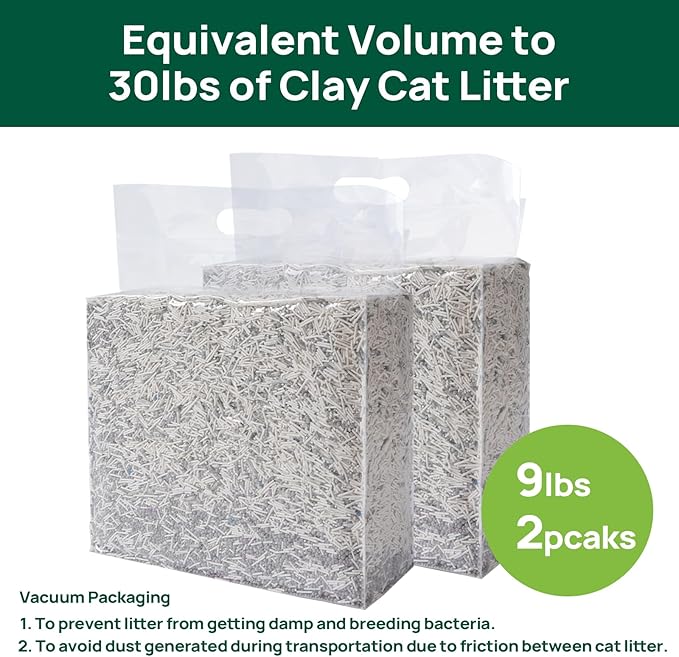 18lbs Mixed Tofu Cat Litter Clumping, Low Dust, Lightweight, Ultra Absorbent and Fast Drying, Natural Pea Husk Bentonite Kitty Litter (9lbs×2bags)-PurrikoPets