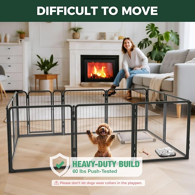 FXW Homeplus Unleashed Indoor Dog Playpen - Stress-Free and Safe Play, Heavy Duty 24 Inch 5 Acrylic Panels + 5 Wire Panels Dog Pen for Puppy and Small Dogs, Black│Patented-PurrikoPets