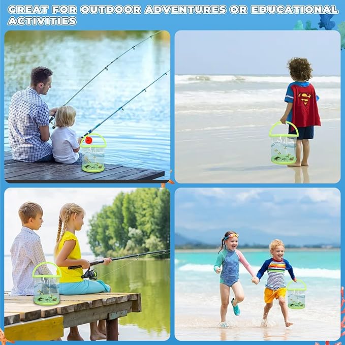 Foldable Small Aquarium, Portable Fish Tank, Fish Transport Container, Plasitc Fish Bowl, Beginner Tank, Great Concept for Catching and Release Critters, Beach, Pool and Lake-PurrikoPets