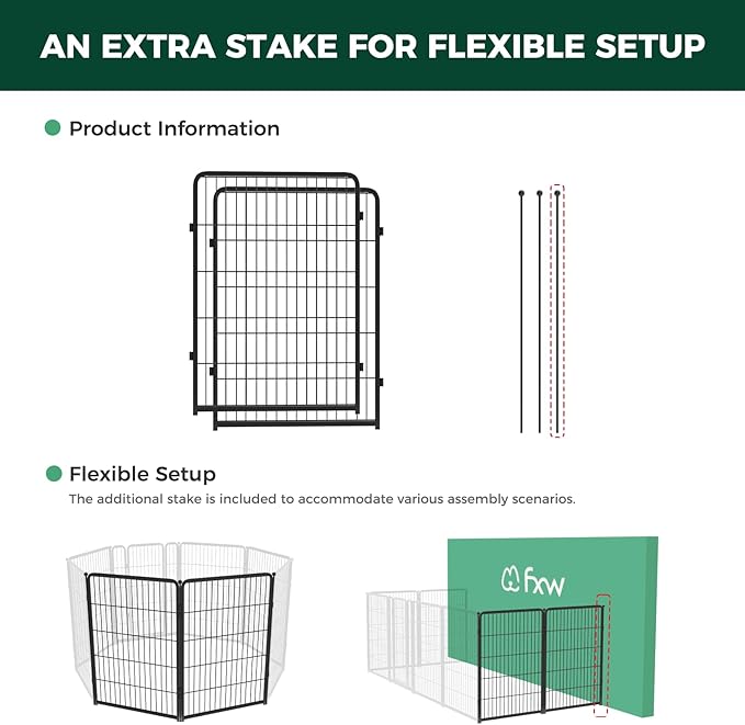 FXW Homeplus Unleashed Indoor Dog Playpen - Stress-Free and Safe Play, Heavy Duty 40 Inch 2 Wire Panels Dog Pen for Medium and Large Dogs, Black│Patented-PurrikoPets